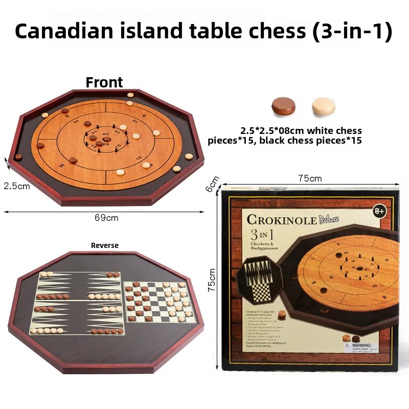 Board Game Vantage - 無垢材クロキノールボード - 木製フリックディスクゲーム＆バックギャモンセット（家族向けパーティー用）