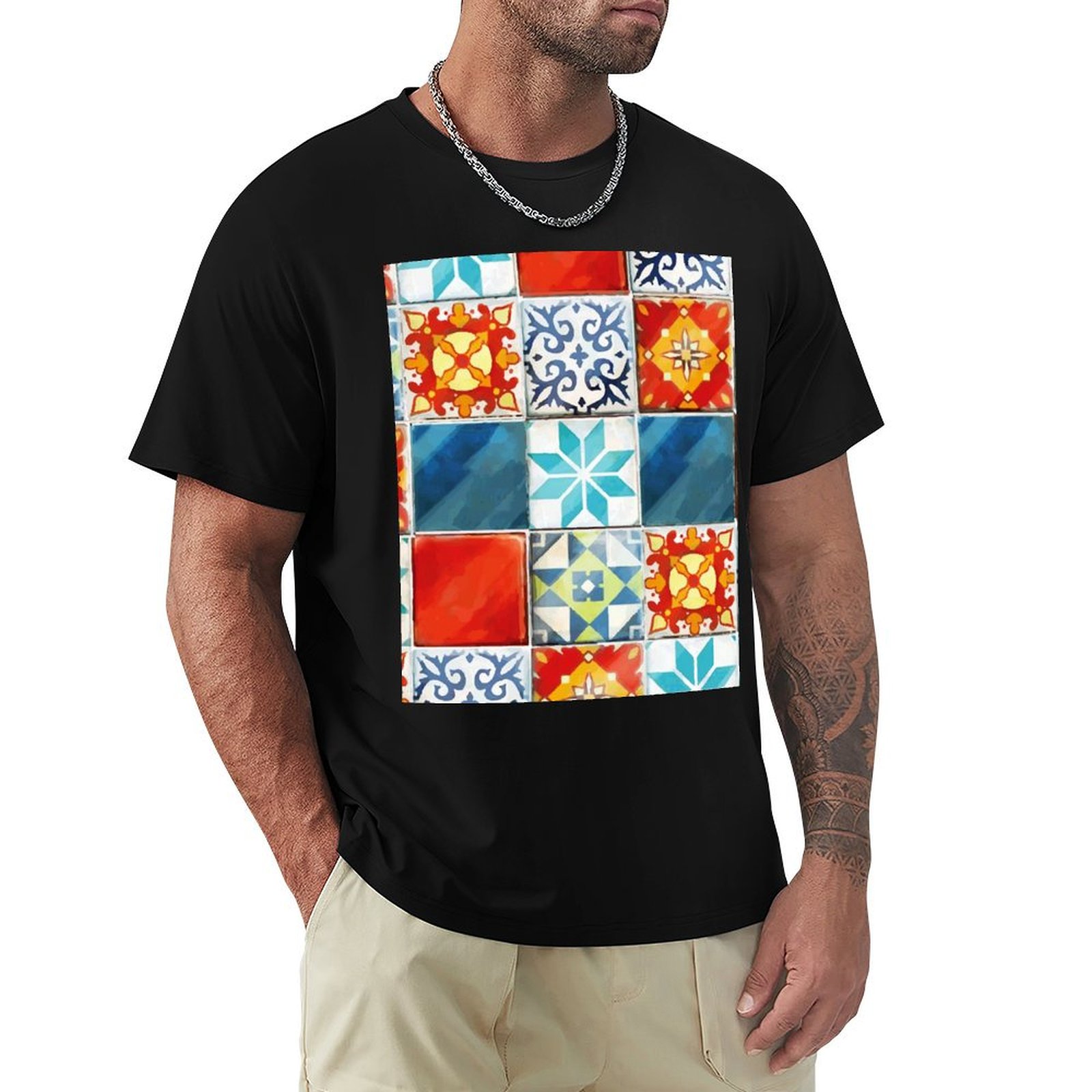 Board Game Azul - 「アズール」ボードゲームのカラフルなタイル柄Tシャツ、カスタムTシャツ