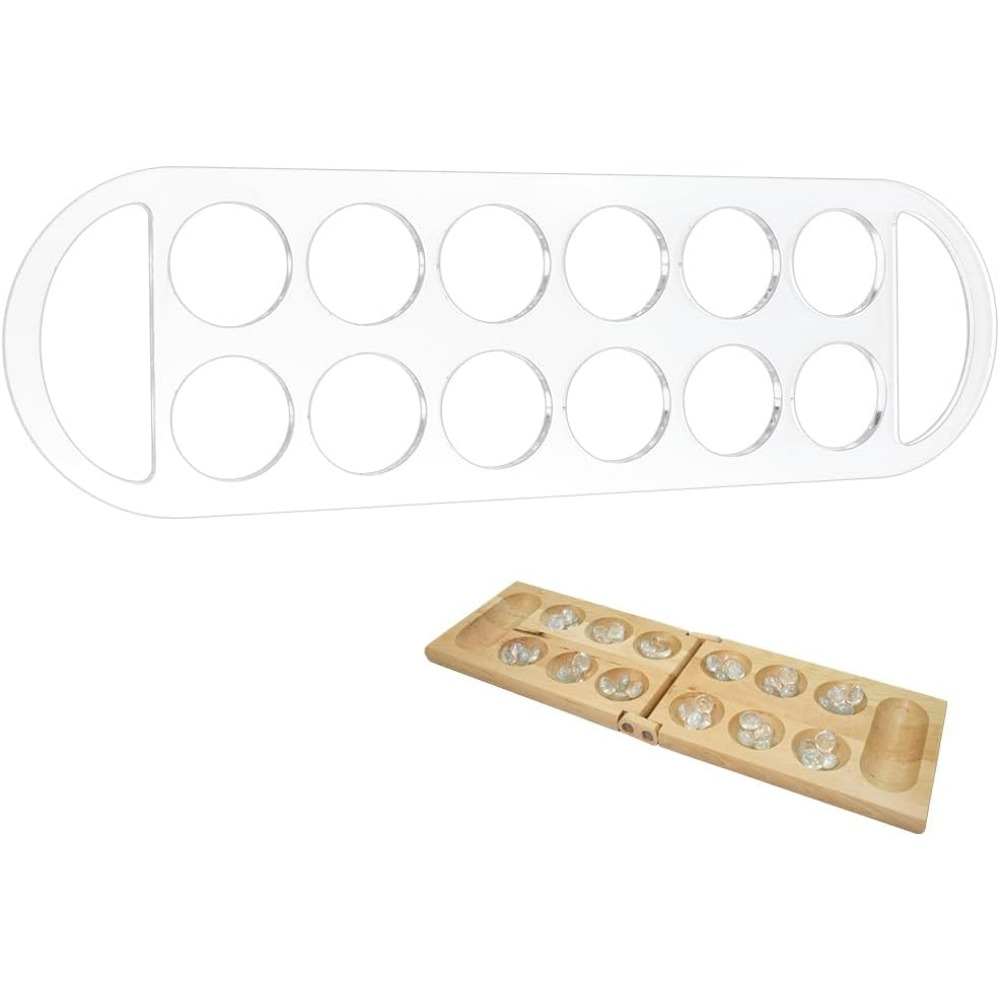 Board Game Template - 12ポケットマンカラボードテンプレート15.7x4.7インチクリアアクリルステンシル木工ルーターインレイボード（アフリカの石ゲーム用）