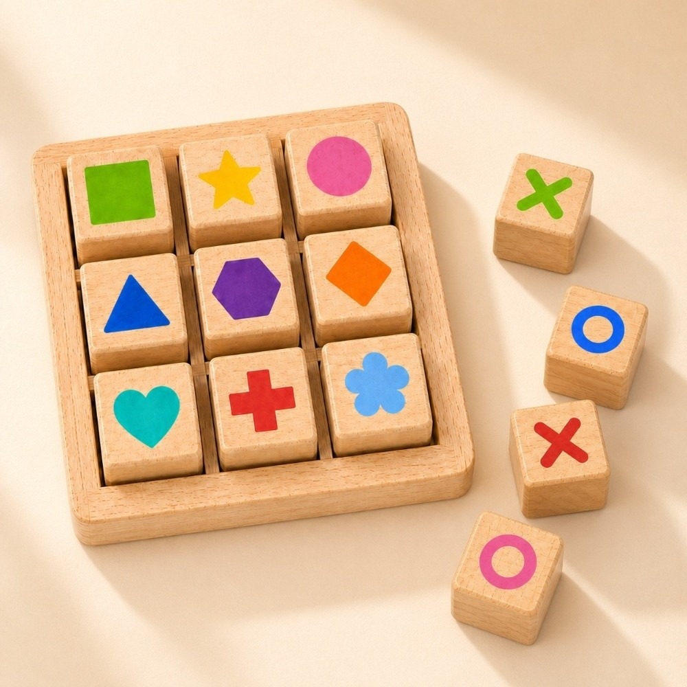 Board Game For 5 Players - 携帯用木製三目並べゲーム、二人用木製教育ボードゲーム、手作り仕上げ、親子向けユニセックスゲーム、パーティーゲーム