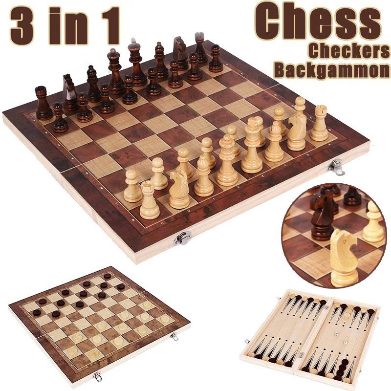 3 in 1 チェスボード、折りたたみ木製ポータブルチェスゲ - Board Game Vantage のレビューと価格
