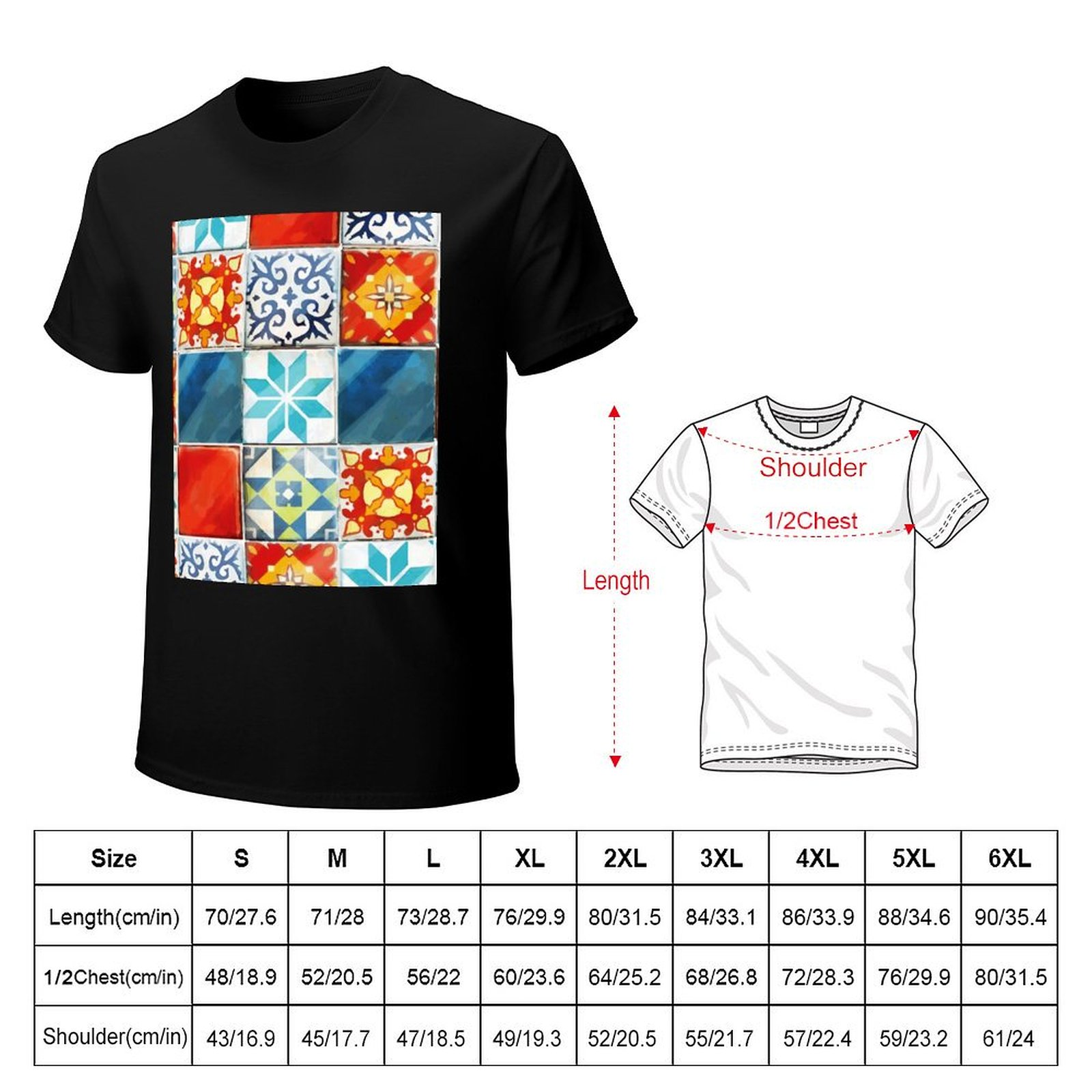 「アズール」ボードゲームのカラフルなタイル柄Tシャツ、カスタ - Board Game Azul のレビューと価格