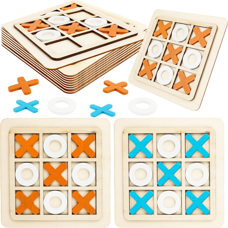 木製三目並べゲーム パズルテンプレート XO テーブル チェ - Board Game Template のレビューと価格