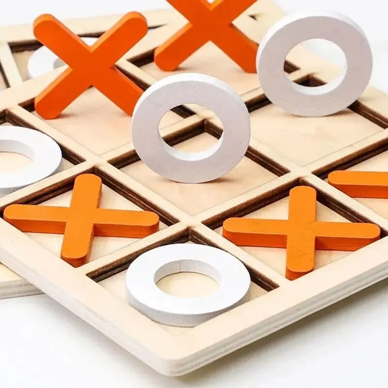 木製三目並べゲーム パズルテンプレート XO テーブル チェ - Board Game Template のレビューと価格