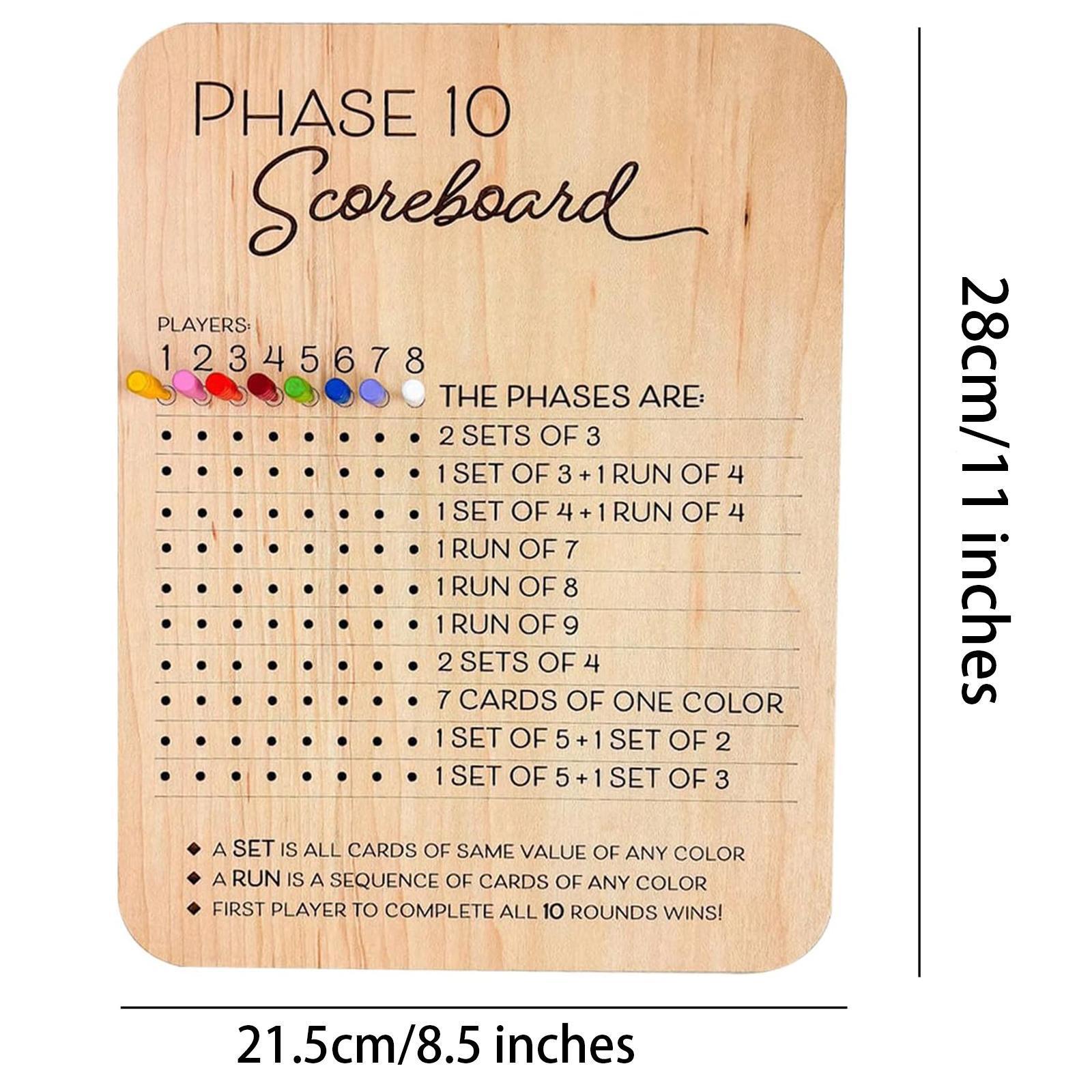 木製フェーズ10スコアボード（8色のペグ付き）、パーティー・ - Board Game Template のレビューと価格