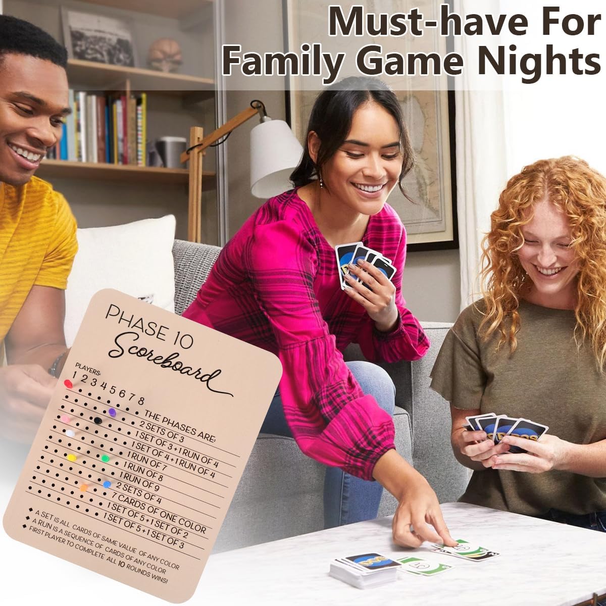 木製フェーズ10スコアボード（8色のペグ付き）、パーティー・ - Board Game Template のレビューと価格